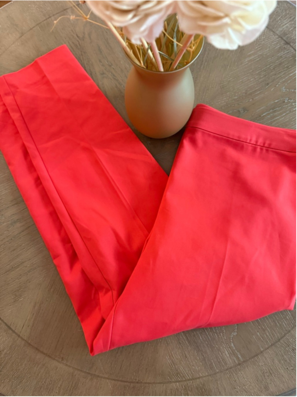 CHAUS New York Red Trousers Medium Black Waistband